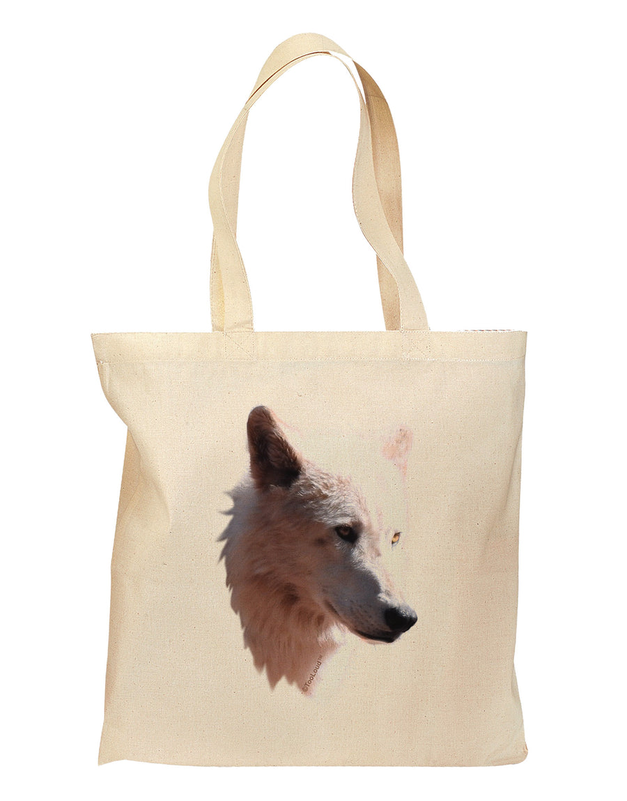 Magnificent White Wolf Head Grocery Tote Bag - Natural-Grocery Tote-TooLoud-Natural-Medium-Davson Sales