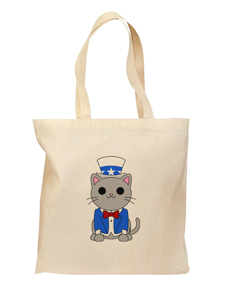 Patriotic Cat Grocery Tote Bag by TooLoud-Grocery Tote-TooLoud-Natural-Medium-Davson Sales