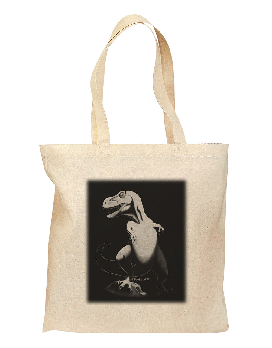 Tyrannosaurus Rex Design - Grayscale Grocery Tote Bag by TooLoud-Grocery Tote-TooLoud-Natural-Medium-Davson Sales