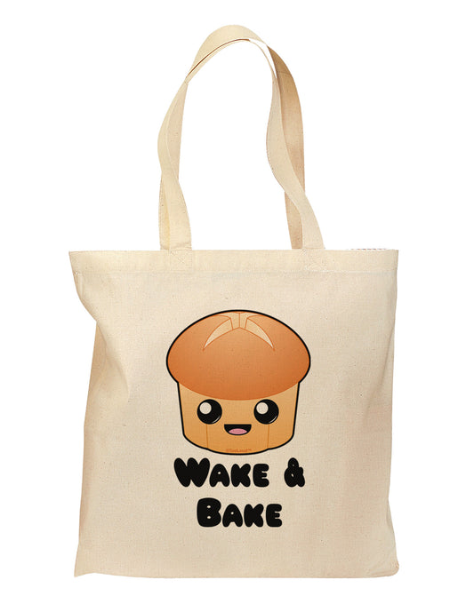 Wake and Bake Cute Roll Grocery Tote Bag-Grocery Tote-TooLoud-Natural-Medium-Davson Sales