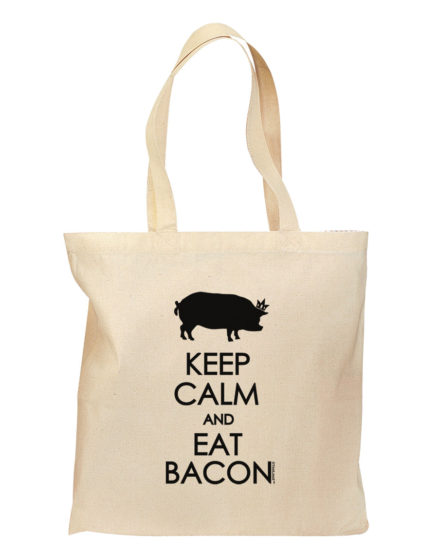 Keep Calm and Eat Bacon Grocery Tote Bag by TooLoud-Grocery Tote-TooLoud-Natural-Medium-Davson Sales