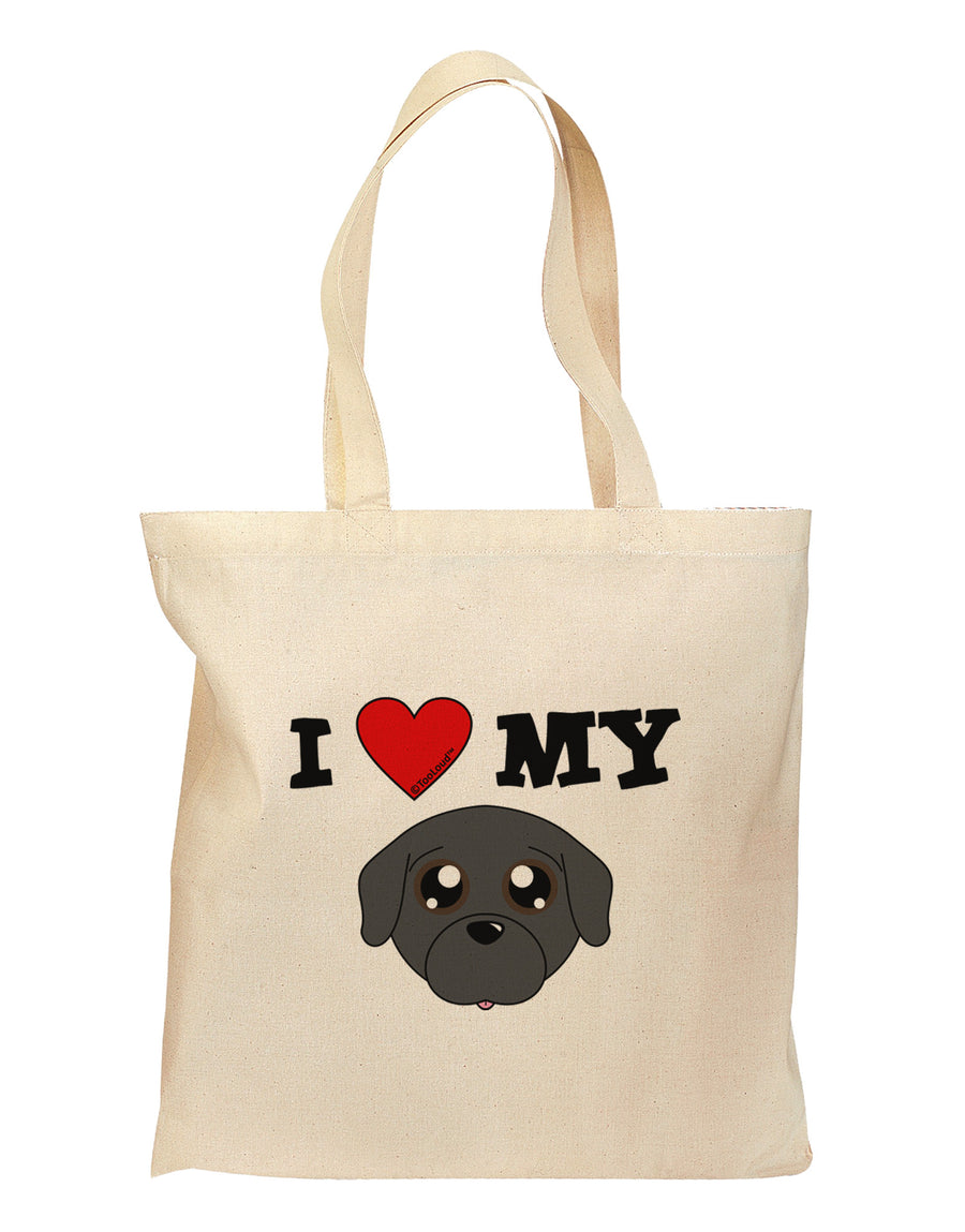 I Heart My - Cute Pug Dog - Black Grocery Tote Bag by TooLoud-Grocery Tote-TooLoud-Natural-Medium-Davson Sales