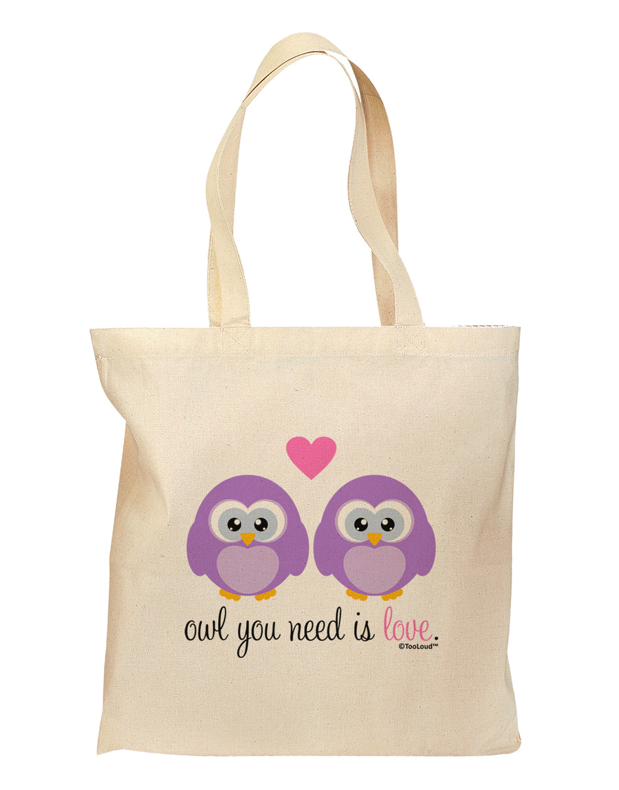 Owl You Need Is Love - Purple Owls Grocery Tote Bag by TooLoud-Grocery Tote-TooLoud-Natural-Medium-Davson Sales