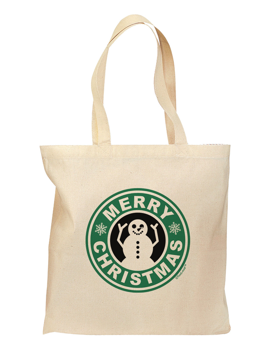 Merry Christmas Latte Logo Grocery Tote Bag-Grocery Tote-TooLoud-Natural-Medium-Davson Sales