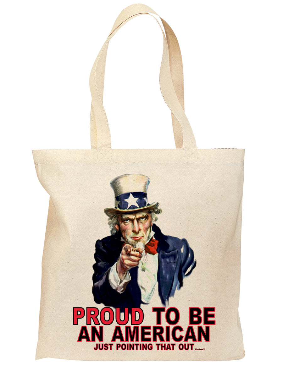 Uncle Sam Proud to be an American Grocery Tote Bag-Grocery Tote-TooLoud-Natural-Medium-Davson Sales