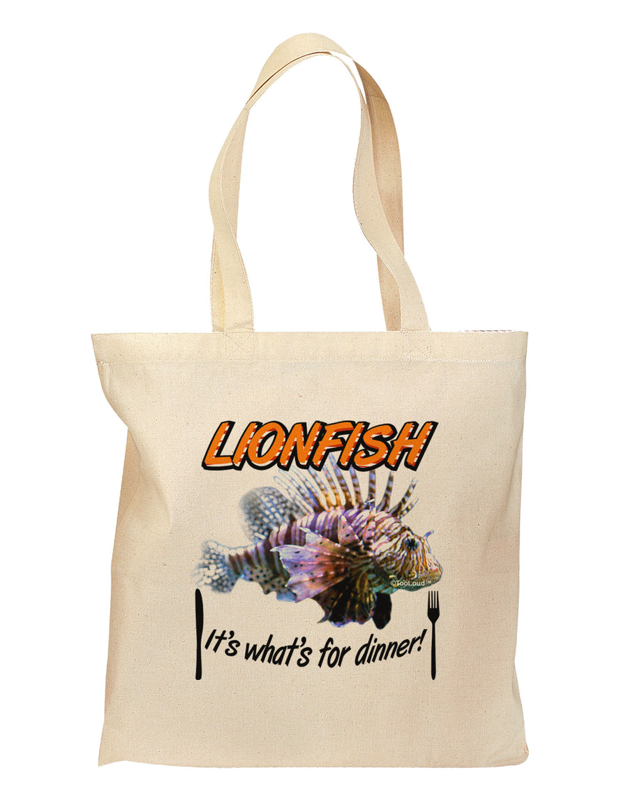 Lionfish - It's What's For Dinner Grocery Tote Bag-Grocery Tote-TooLoud-Natural-Medium-Davson Sales