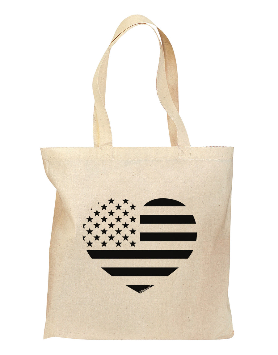 American Flag Heart Design - Stamp Style Grocery Tote Bag by TooLoud-Grocery Tote-TooLoud-Natural-Medium-Davson Sales