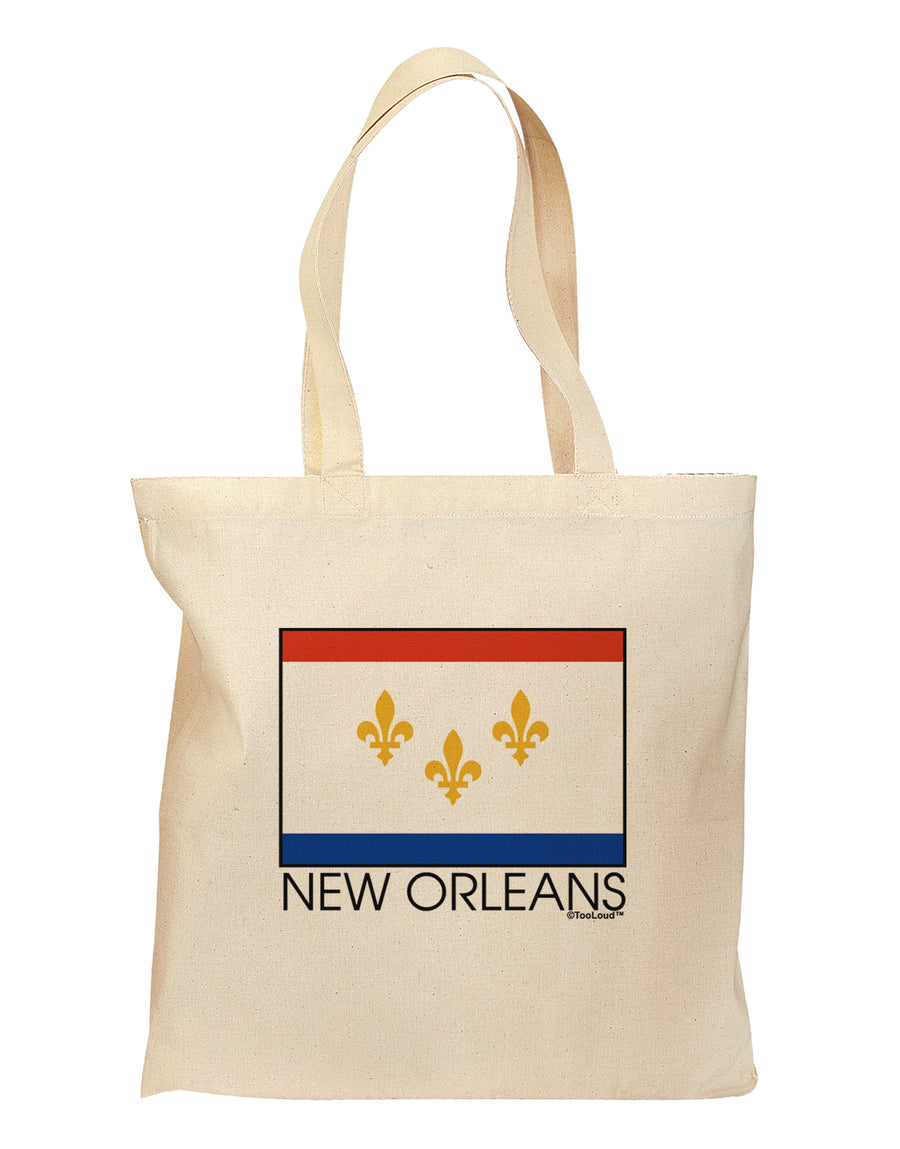 New Orleans Louisiana Flag Text Grocery Tote Bag-Grocery Tote-TooLoud-Natural-Medium-Davson Sales