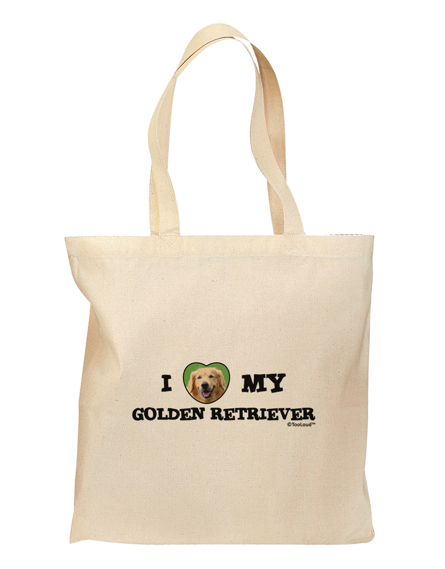 I Heart My Golden Retriever Grocery Tote Bag by TooLoud-Grocery Tote-TooLoud-Natural-Medium-Davson Sales