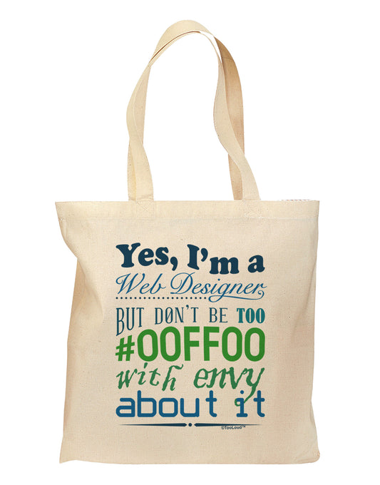 Web Designer -00FF00 With Envy Grocery Tote Bag - Natural-Grocery Tote-TooLoud-Natural-Medium-Davson Sales