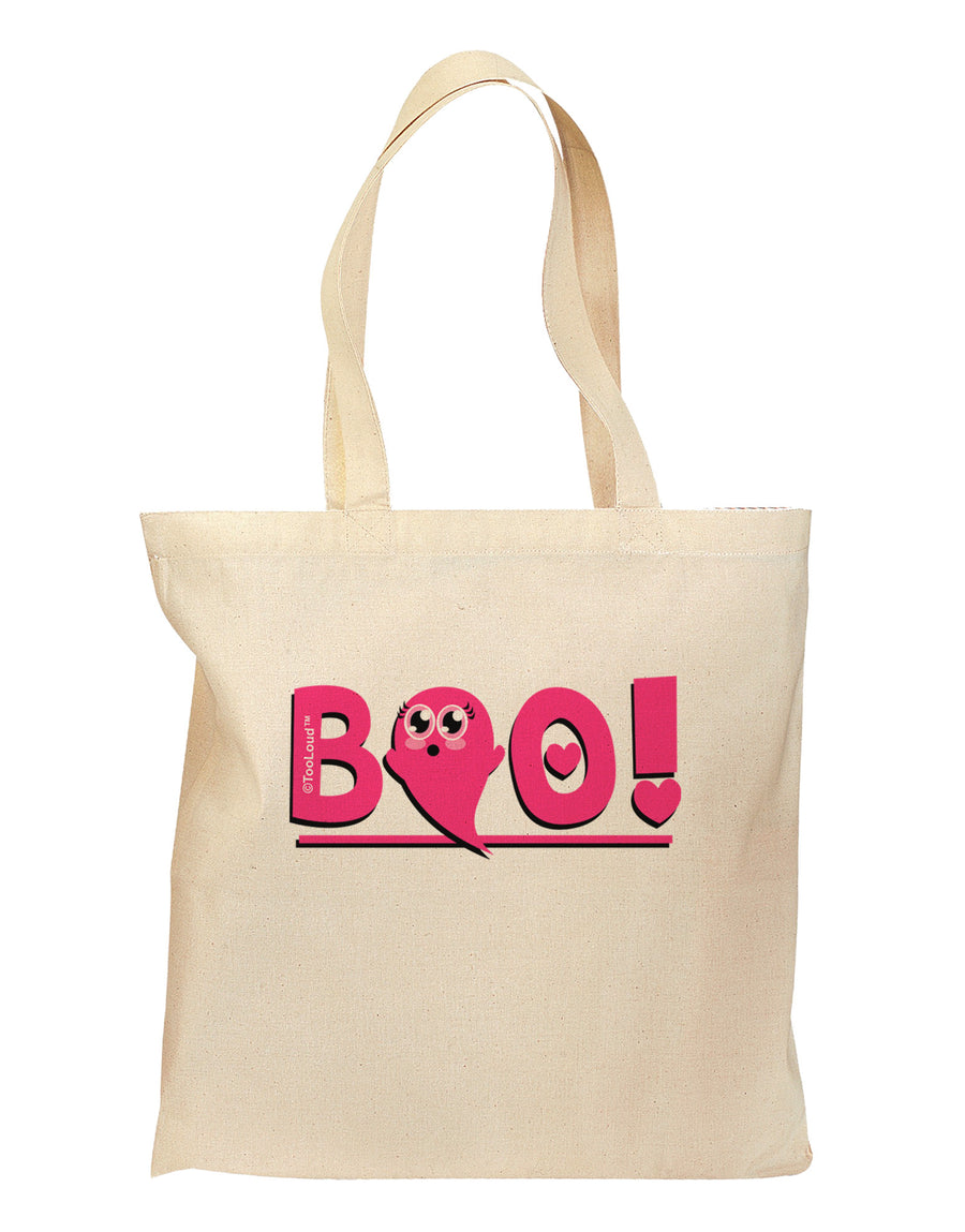 Cute Boo Text Pink Grocery Tote Bag-Grocery Tote-TooLoud-Natural-Medium-Davson Sales