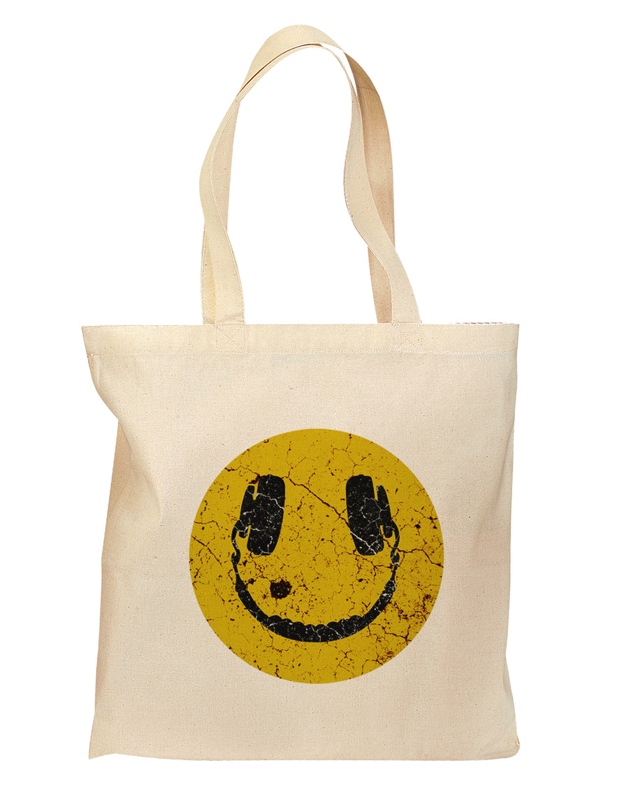 EDM Smiley Face Grocery Tote Bag - Natural by TooLoud-Grocery Tote-TooLoud-Natural-Medium-Davson Sales