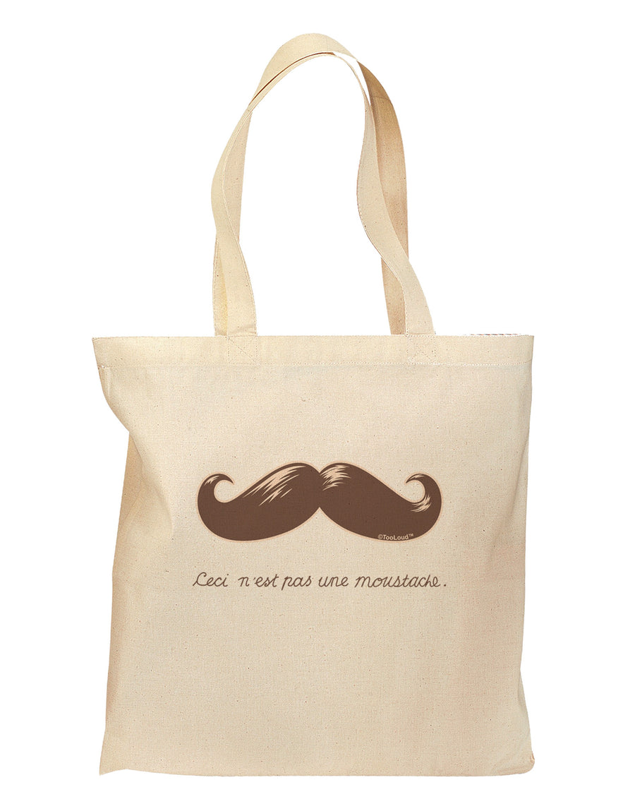 Ceci n'est pas une moustache Grocery Tote Bag-Grocery Tote-TooLoud-Natural-Medium-Davson Sales