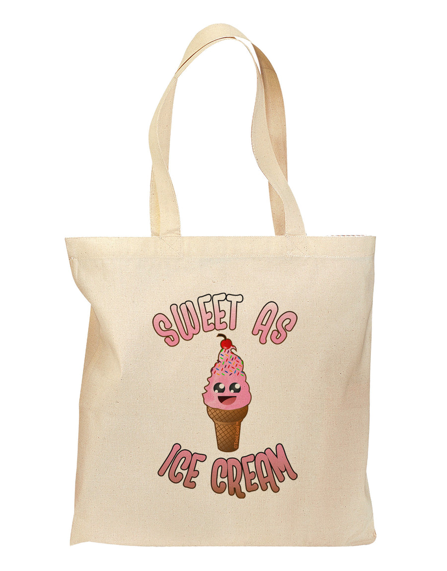 Cute Ice Cream Cone - Sweet As Ice Cream Grocery Tote Bag-Grocery Tote-TooLoud-Natural-Medium-Davson Sales