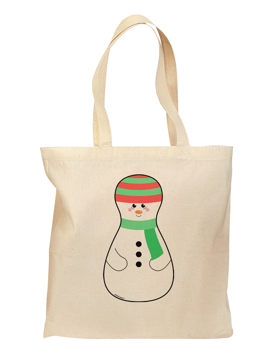 Cute Snowman Matryoshka Nesting Doll - Christmas Grocery Tote Bag-Grocery Tote-TooLoud-Natural-Medium-Davson Sales