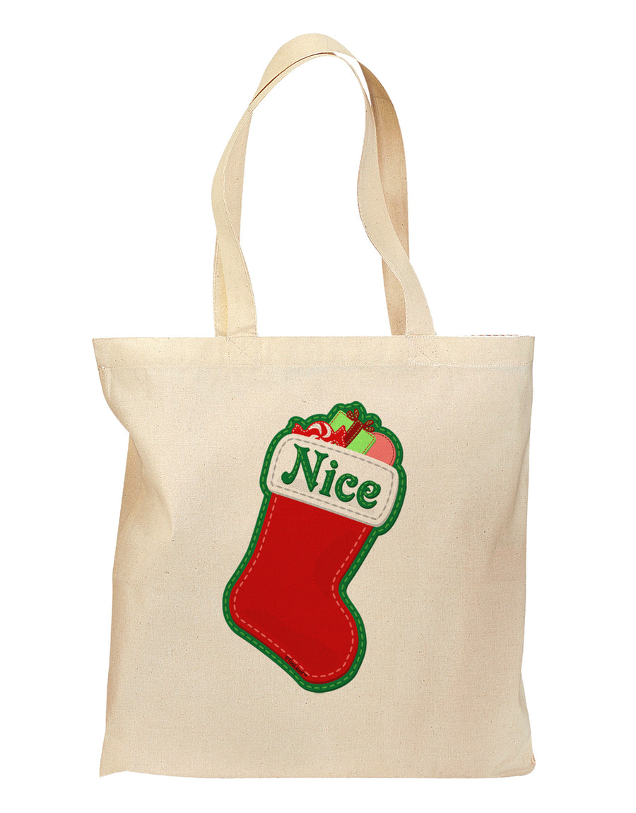 Nice Stocking Cute Christmas Grocery Tote Bag-Grocery Tote-TooLoud-Natural-Medium-Davson Sales