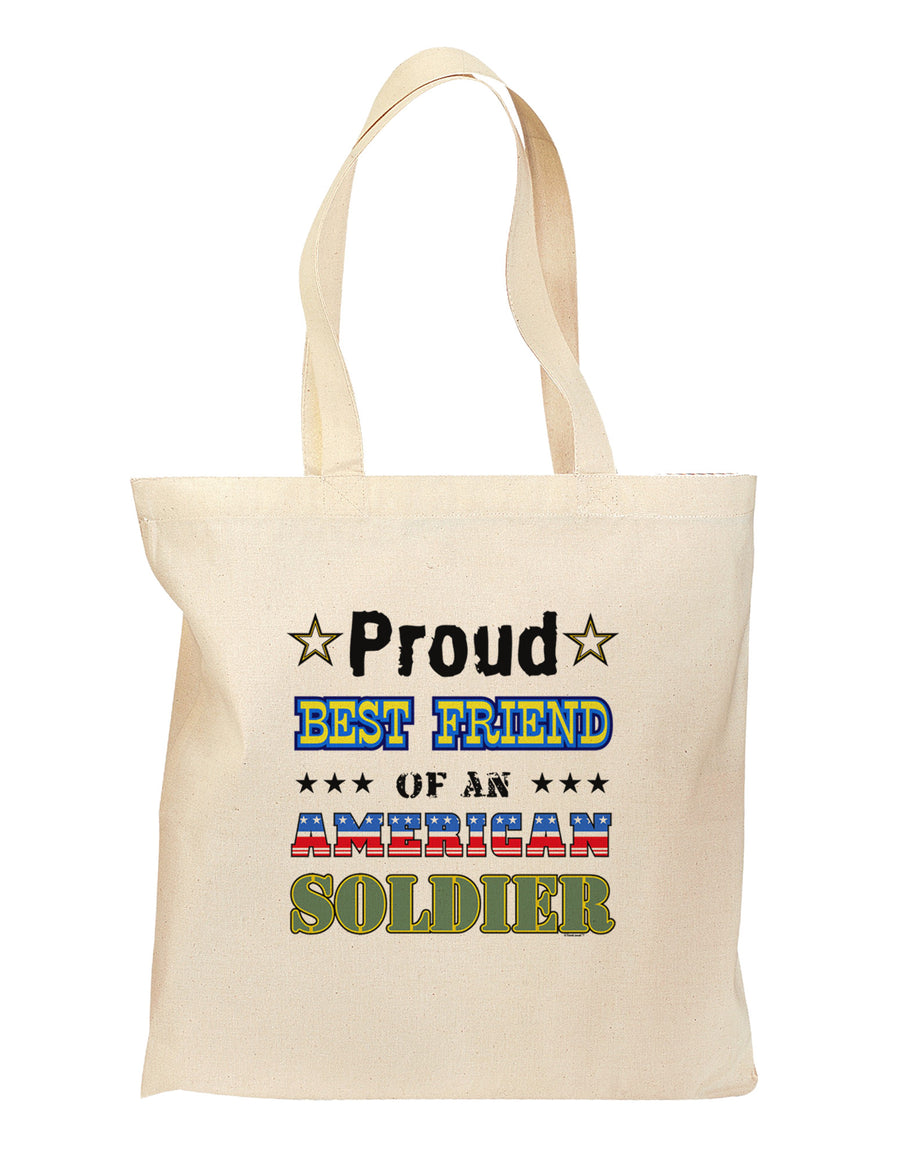 Proud Best Friend of an American Soldier Grocery Tote Bag-Grocery Tote-TooLoud-Natural-Medium-Davson Sales