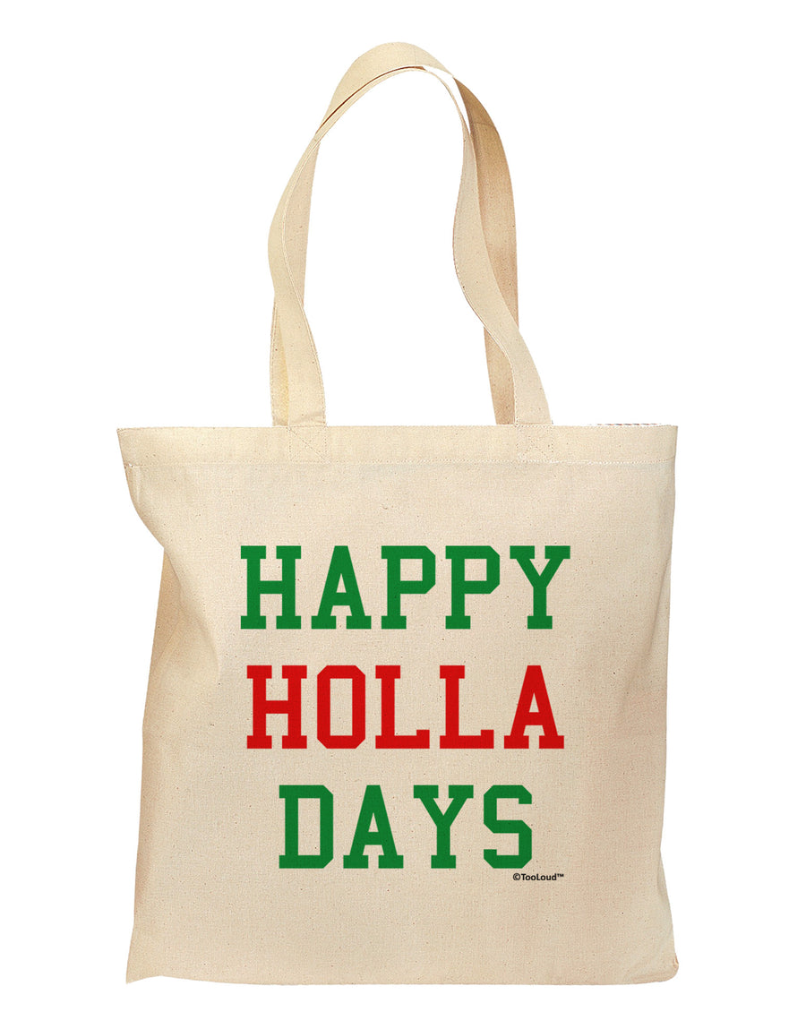 Happy Holla Days - Red and Green Grocery Tote Bag by TooLoud-Grocery Tote-TooLoud-Natural-Medium-Davson Sales