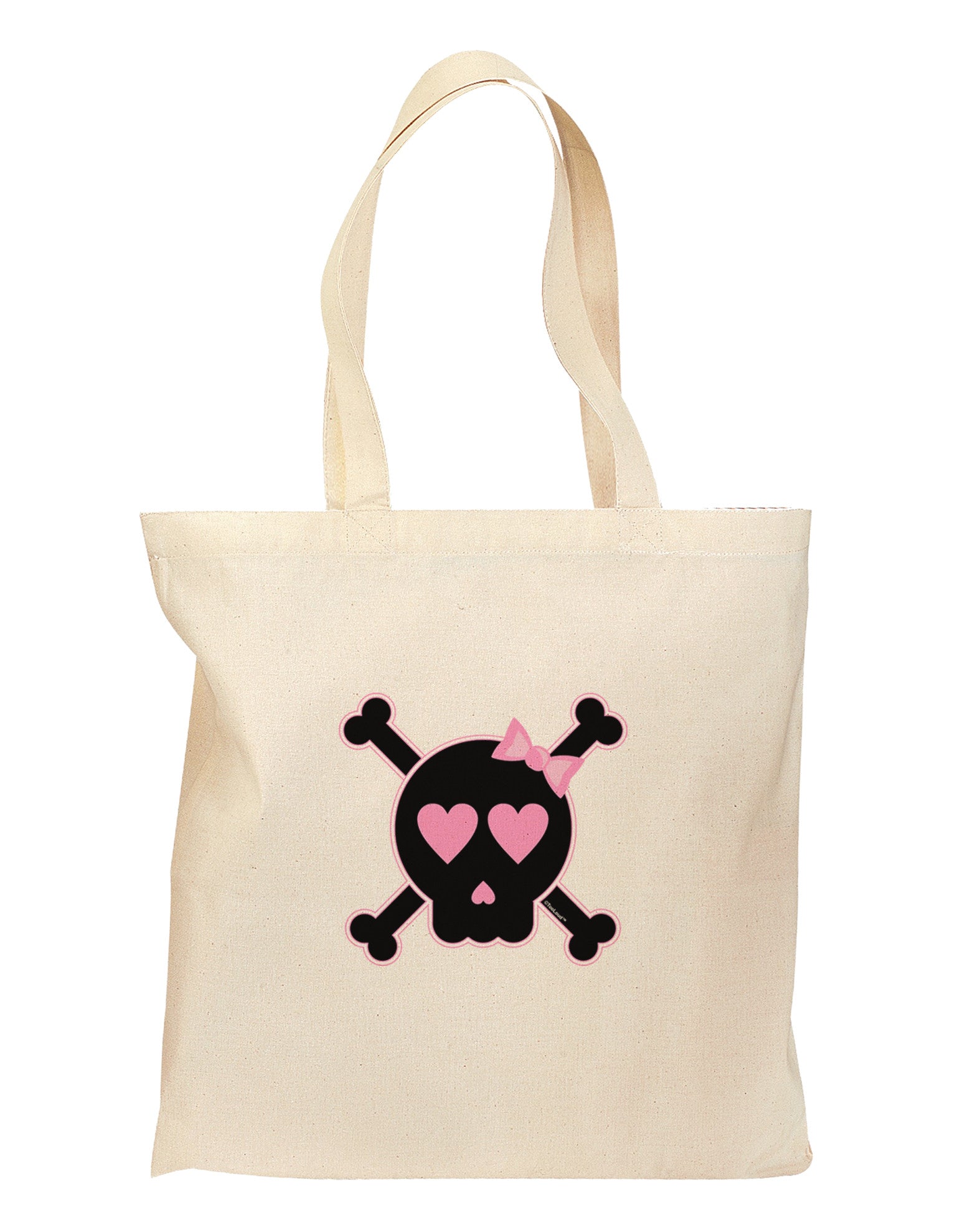 Pink and Black Crossbones Girl Grocery Tote Bag-Grocery Tote-TooLoud-Natural-Medium-Davson Sales