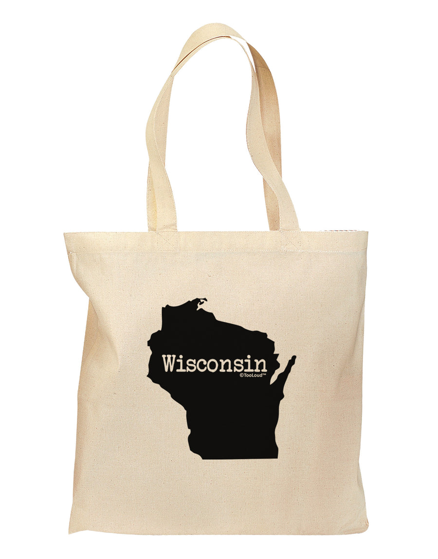 Wisconsin - United States Shape Grocery Tote Bag-Grocery Tote-TooLoud-Natural-Medium-Davson Sales