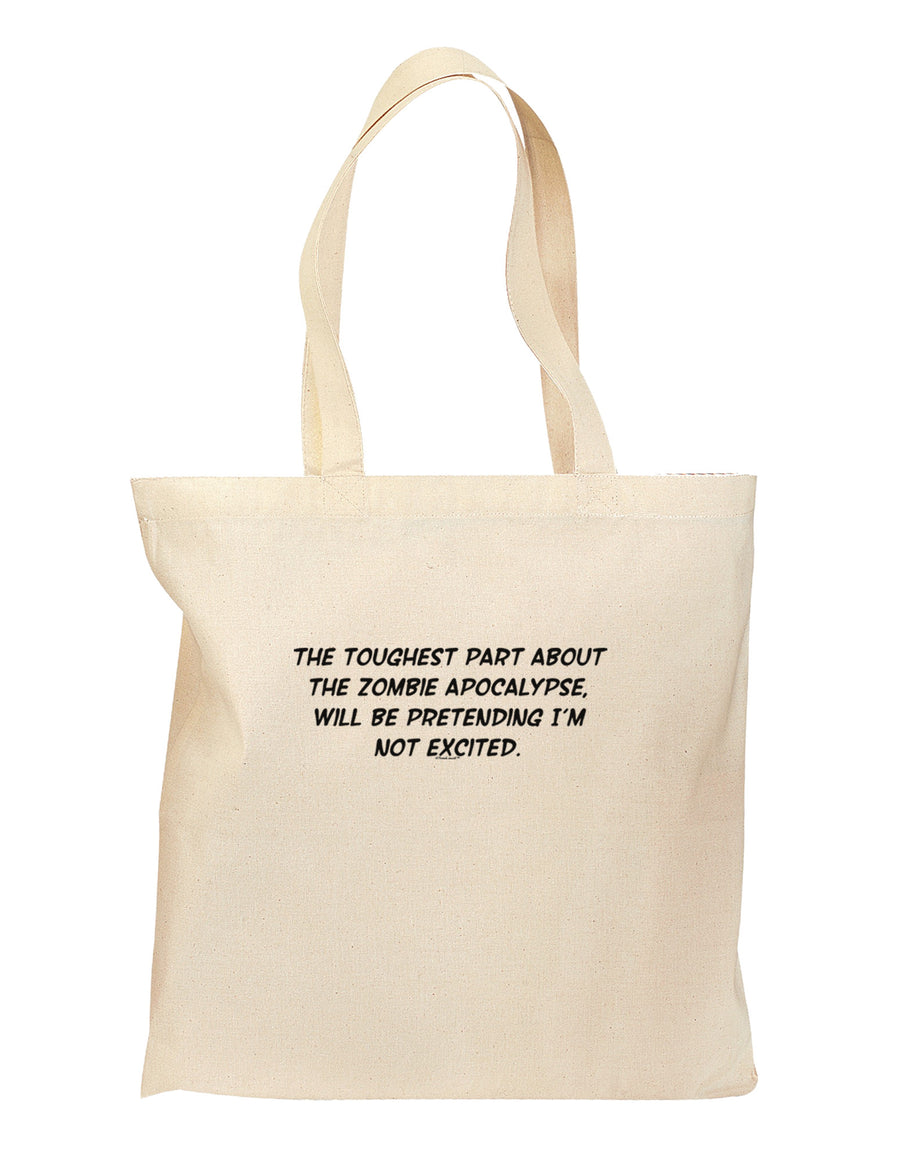 Excited About the Zombie Apocalypse Grocery Tote Bag-Grocery Tote-TooLoud-Natural-Medium-Davson Sales