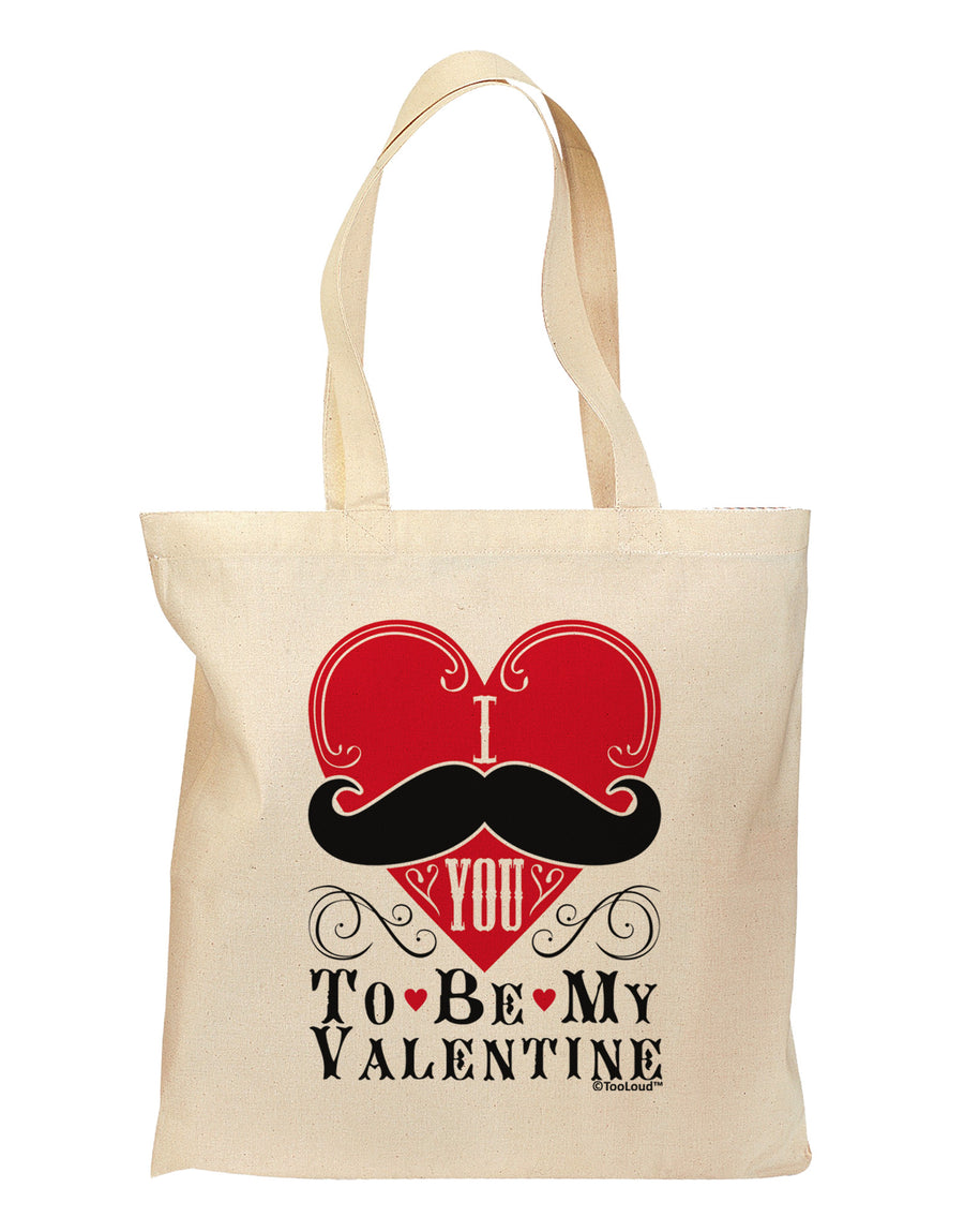 I Mustache You To Be My Valentine Grocery Tote Bag-Grocery Tote-TooLoud-Natural-Medium-Davson Sales