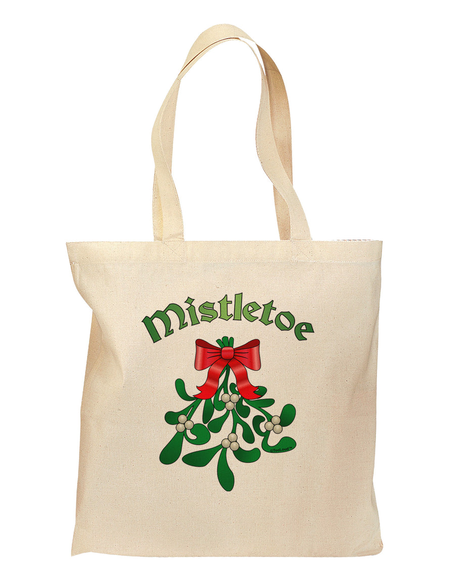 Christmas Kiss Mistletoe Grocery Tote Bag-Grocery Tote-TooLoud-Natural-Medium-Davson Sales