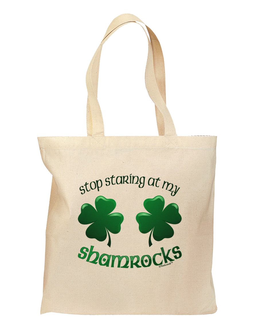 Stop Staring At My Shamrocks Grocery Tote Bag-Grocery Tote-TooLoud-Natural-Medium-Davson Sales