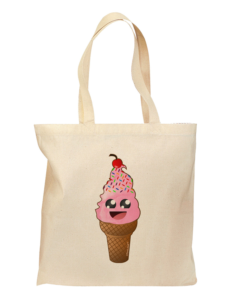 Cute Ice Cream Cone Grocery Tote Bag-Grocery Tote-TooLoud-Natural-Medium-Davson Sales