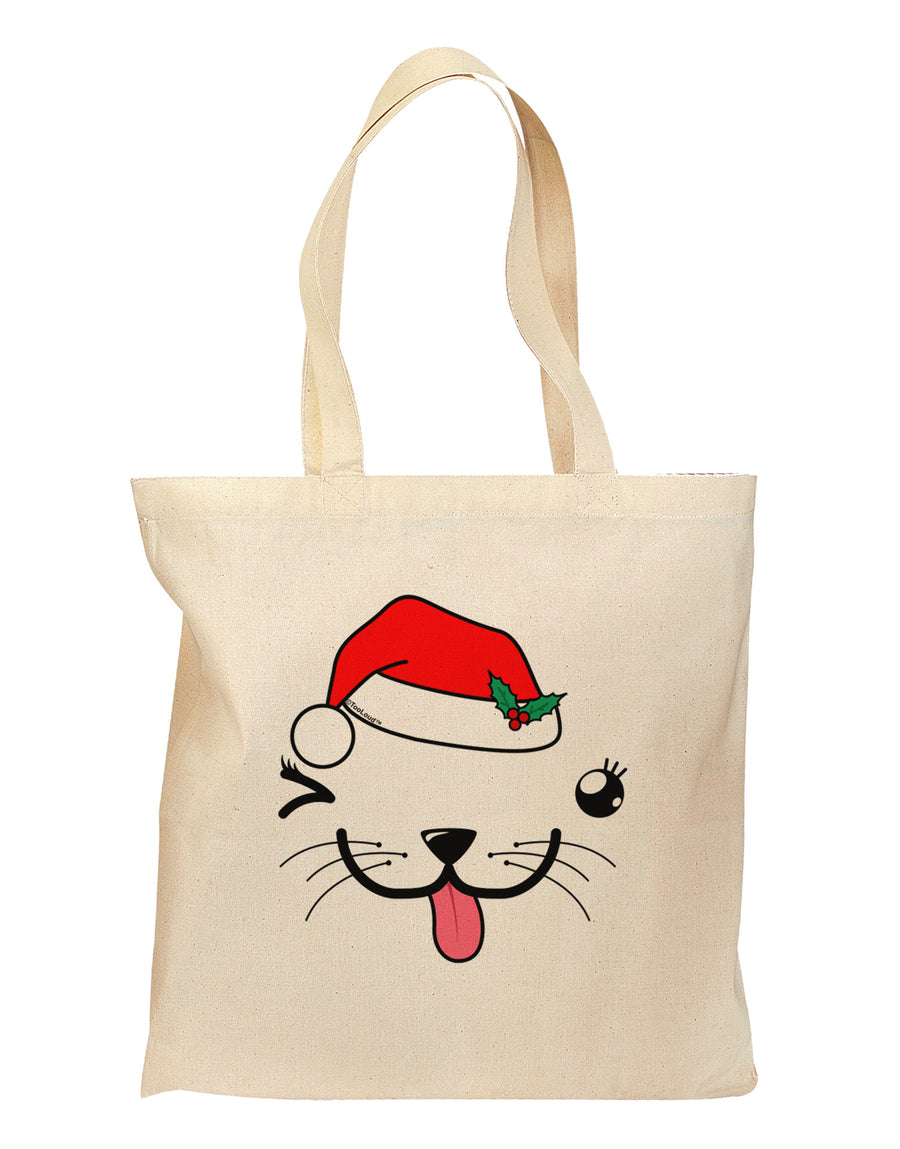 Kyu-T Face Puppina Santa Girl Dog Grocery Tote Bag-Grocery Tote-TooLoud-Natural-Medium-Davson Sales