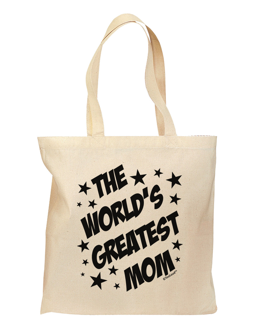 The World's Greatest Mom - Superhero Style Grocery Tote Bag by TooLoud-Grocery Tote-TooLoud-Natural-Medium-Davson Sales