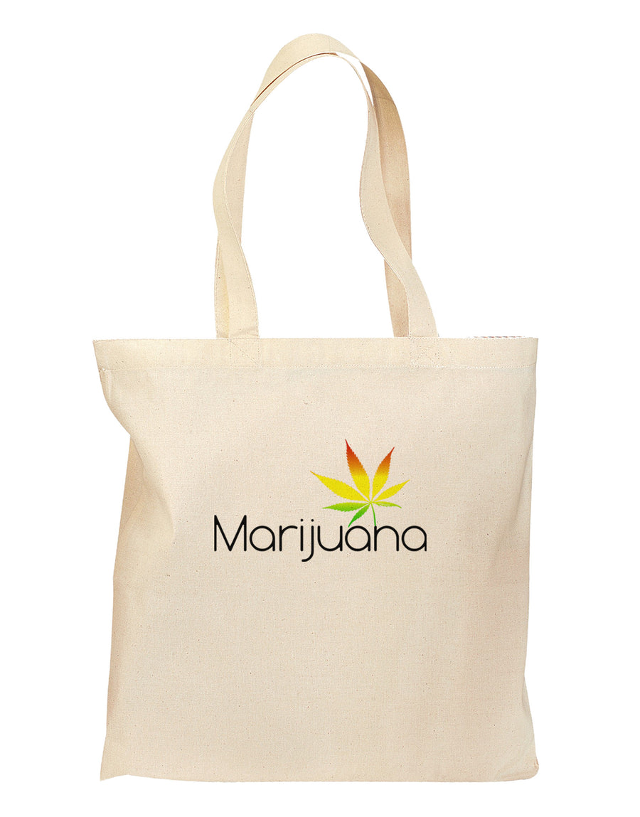 Marijuana Text and Leaf - Rastafarian Grocery Tote Bag-Grocery Tote-TooLoud-Natural-Medium-Davson Sales