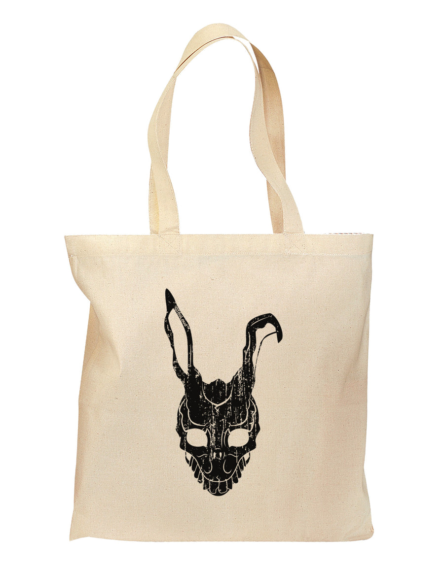 Scary Bunny Face Black Distressed Grocery Tote Bag-Grocery Tote-TooLoud-Natural-Medium-Davson Sales