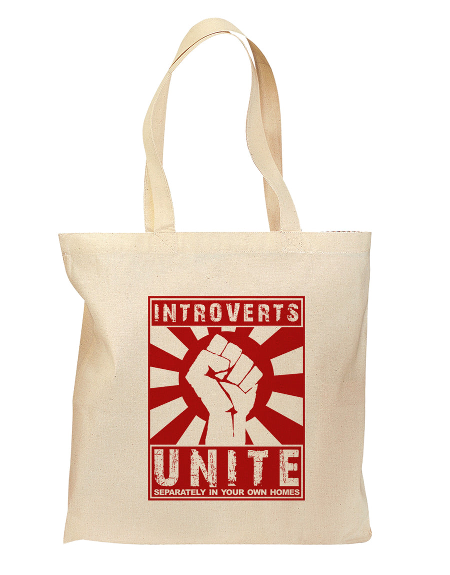 Introverts Unite Funny Grocery Tote Bag - Natural by TooLoud-Grocery Tote-TooLoud-Natural-Medium-Davson Sales