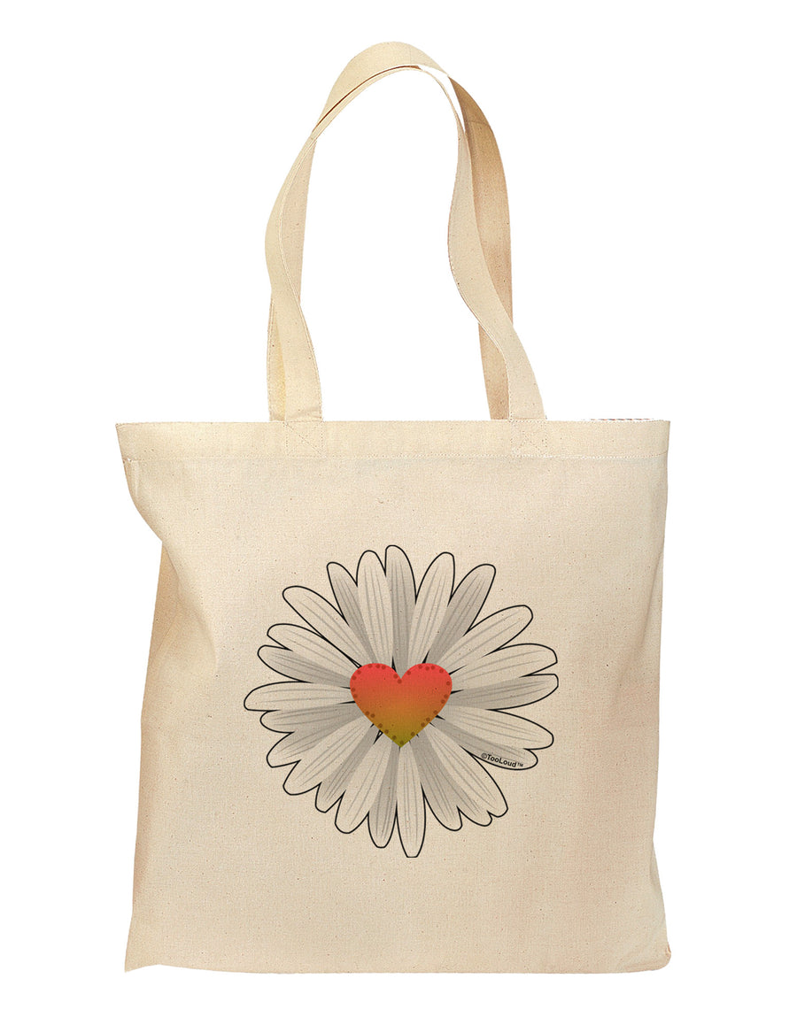 Pretty Daisy Heart Grocery Tote Bag - Natural-Grocery Tote-TooLoud-Natural-Medium-Davson Sales