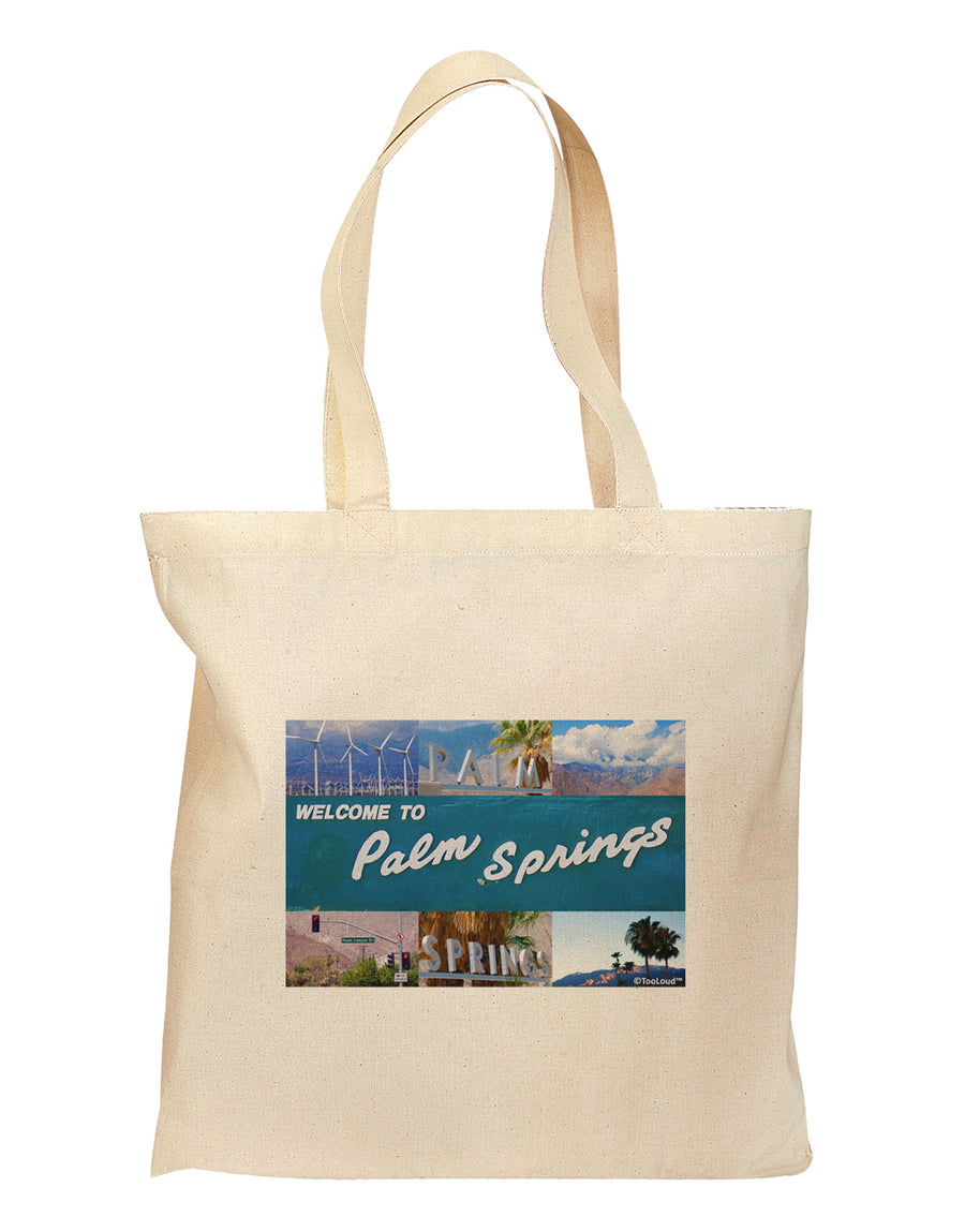 Welcome to Palm Springs Collage Grocery Tote Bag-Grocery Tote-TooLoud-Natural-Medium-Davson Sales