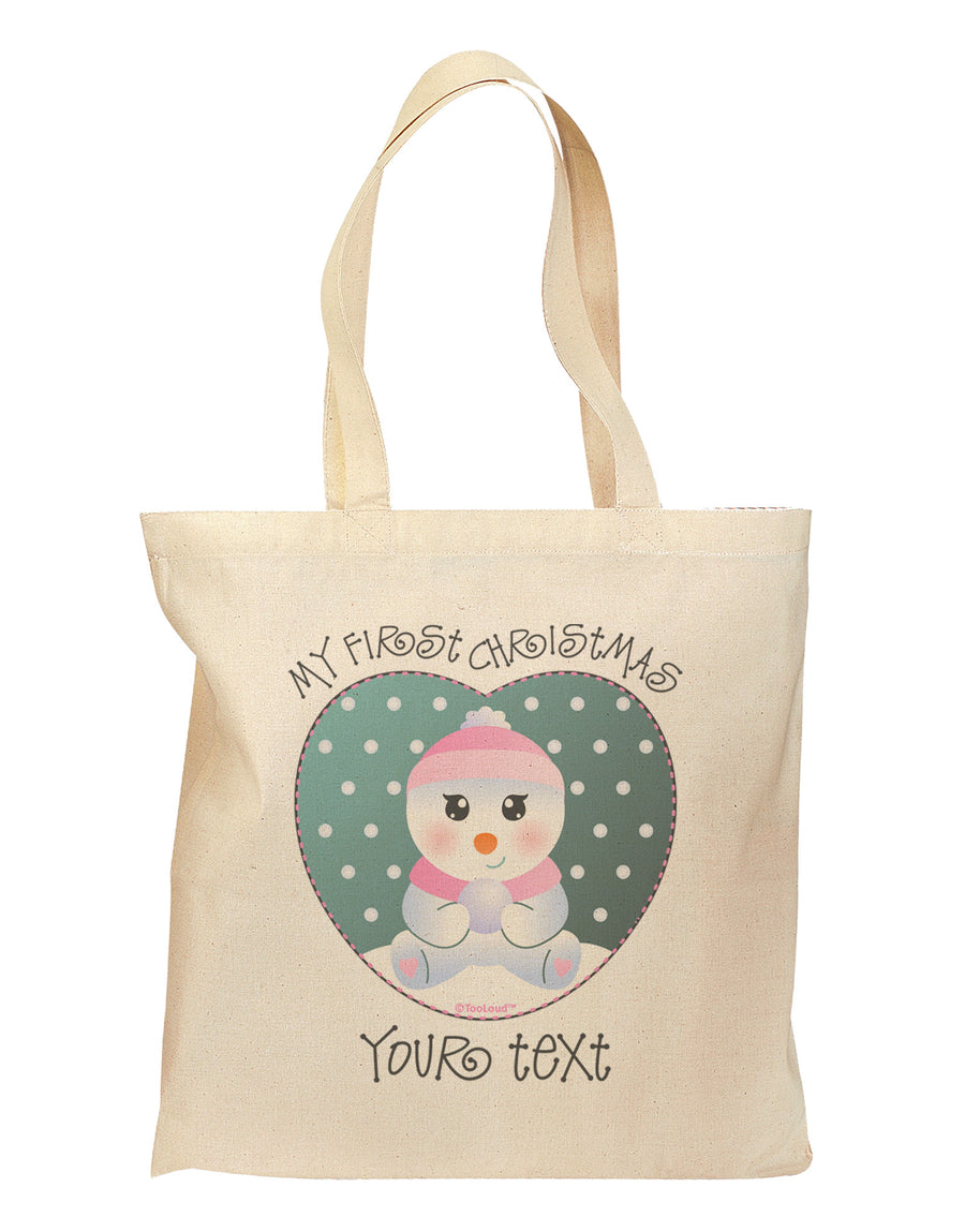 Personalized My First Christmas Snowbaby Girl Grocery Tote Bag-Grocery Tote-TooLoud-Natural-Medium-Davson Sales