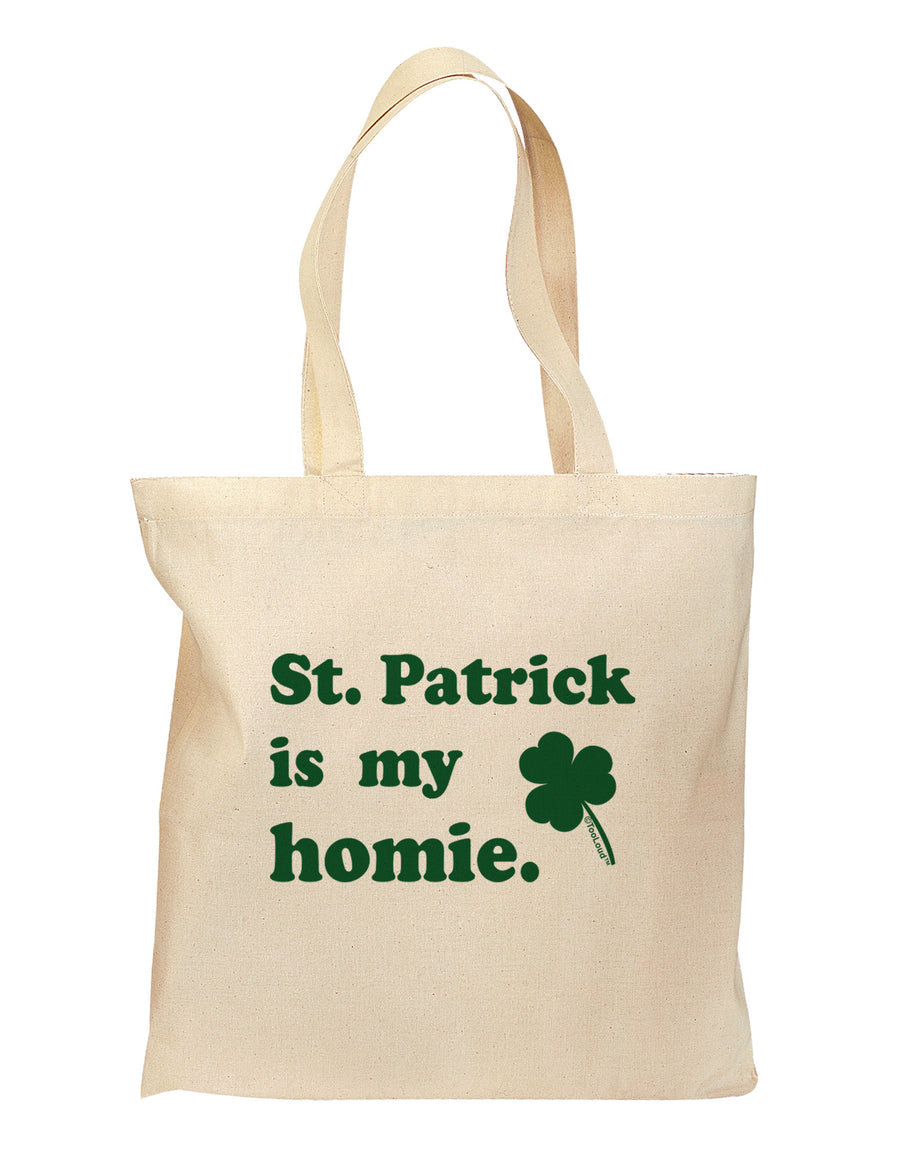 St Patrick is my Homie Grocery Tote Bag-Grocery Tote-TooLoud-Natural-Medium-Davson Sales