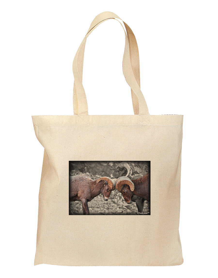 CO Bighorn Head Butt Desaturated Grocery Tote Bag - Natural-Grocery Tote-TooLoud-Natural-Medium-Davson Sales