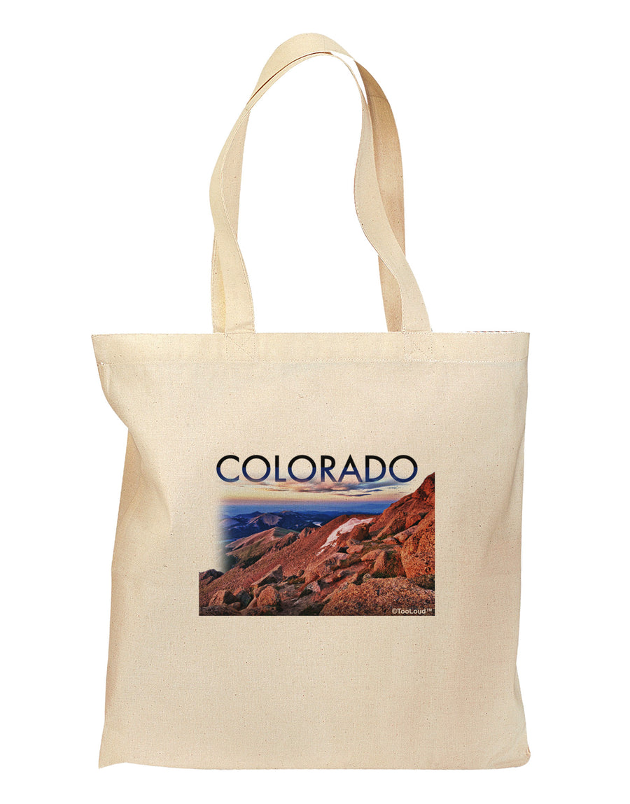 Colorado Mtn Sunset Cutout Grocery Tote Bag-Grocery Tote-TooLoud-Natural-Medium-Davson Sales