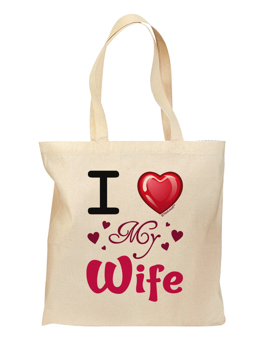 I Love Heart My Wife Grocery Tote Bag-Grocery Tote-TooLoud-Natural-Medium-Davson Sales