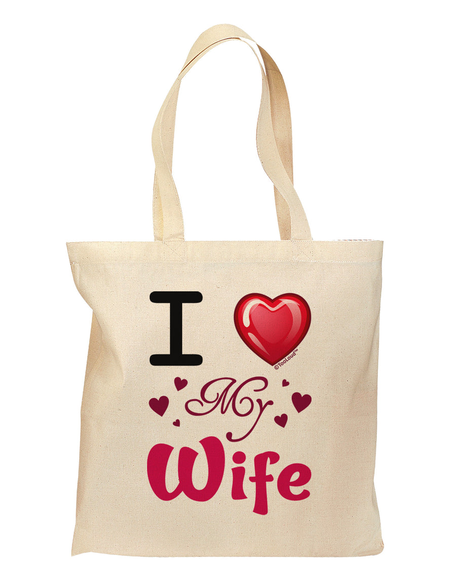 I Love Heart My Wife Grocery Tote Bag-Grocery Tote-TooLoud-Natural-Medium-Davson Sales