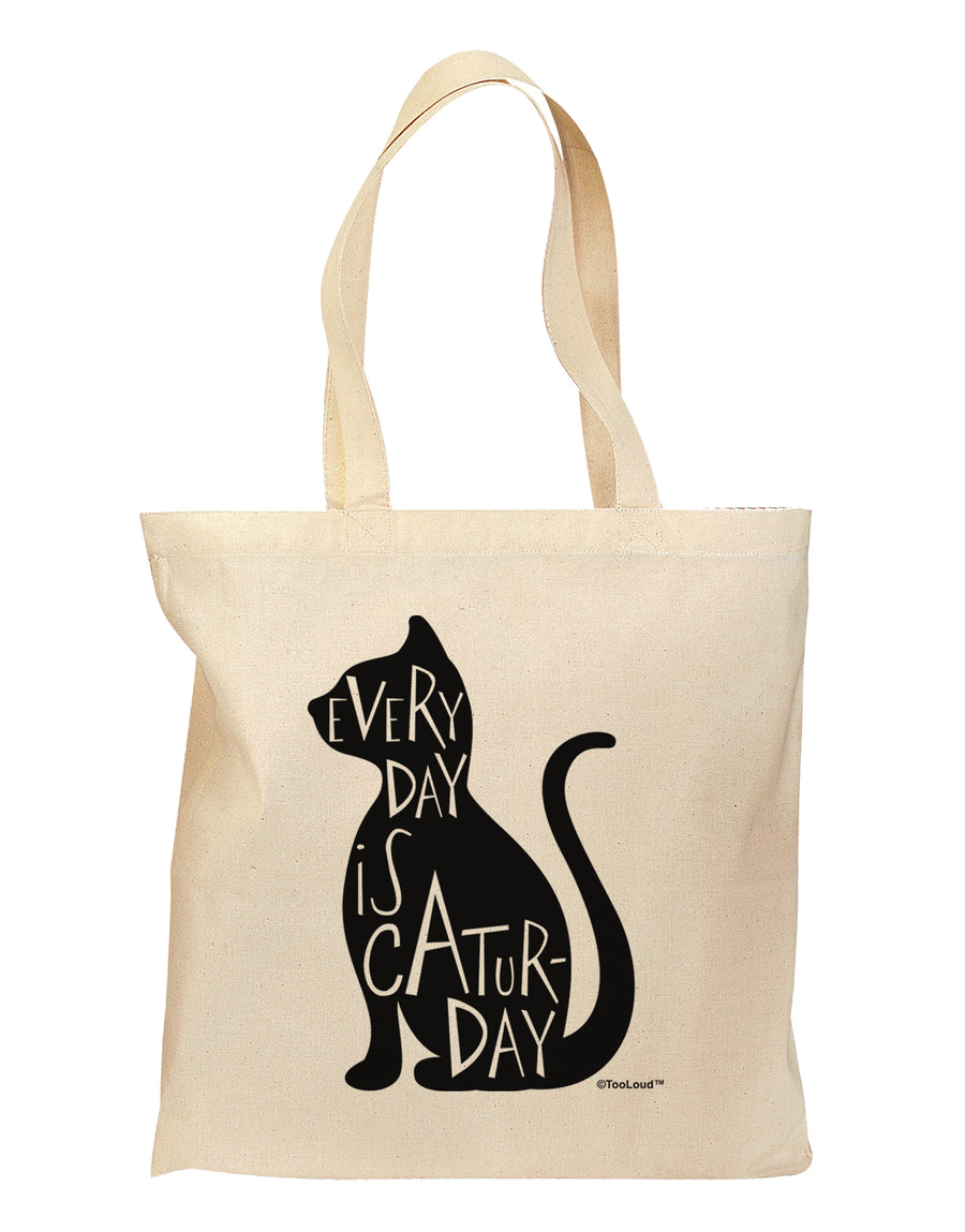 Every Day Is Caturday Cat Silhouette Grocery Tote Bag by TooLoud-Grocery Tote-TooLoud-Natural-Medium-Davson Sales