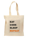 Eat Sleep Code Repeat Grocery Tote Bag - Natural by TooLoud-Grocery Tote-TooLoud-Natural-Medium-Davson Sales
