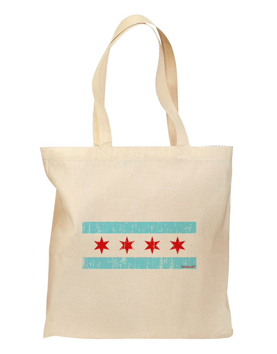 Distressed Chicago Flag Design Grocery Tote Bag by TooLoud-Grocery Tote-TooLoud-Natural-Medium-Davson Sales