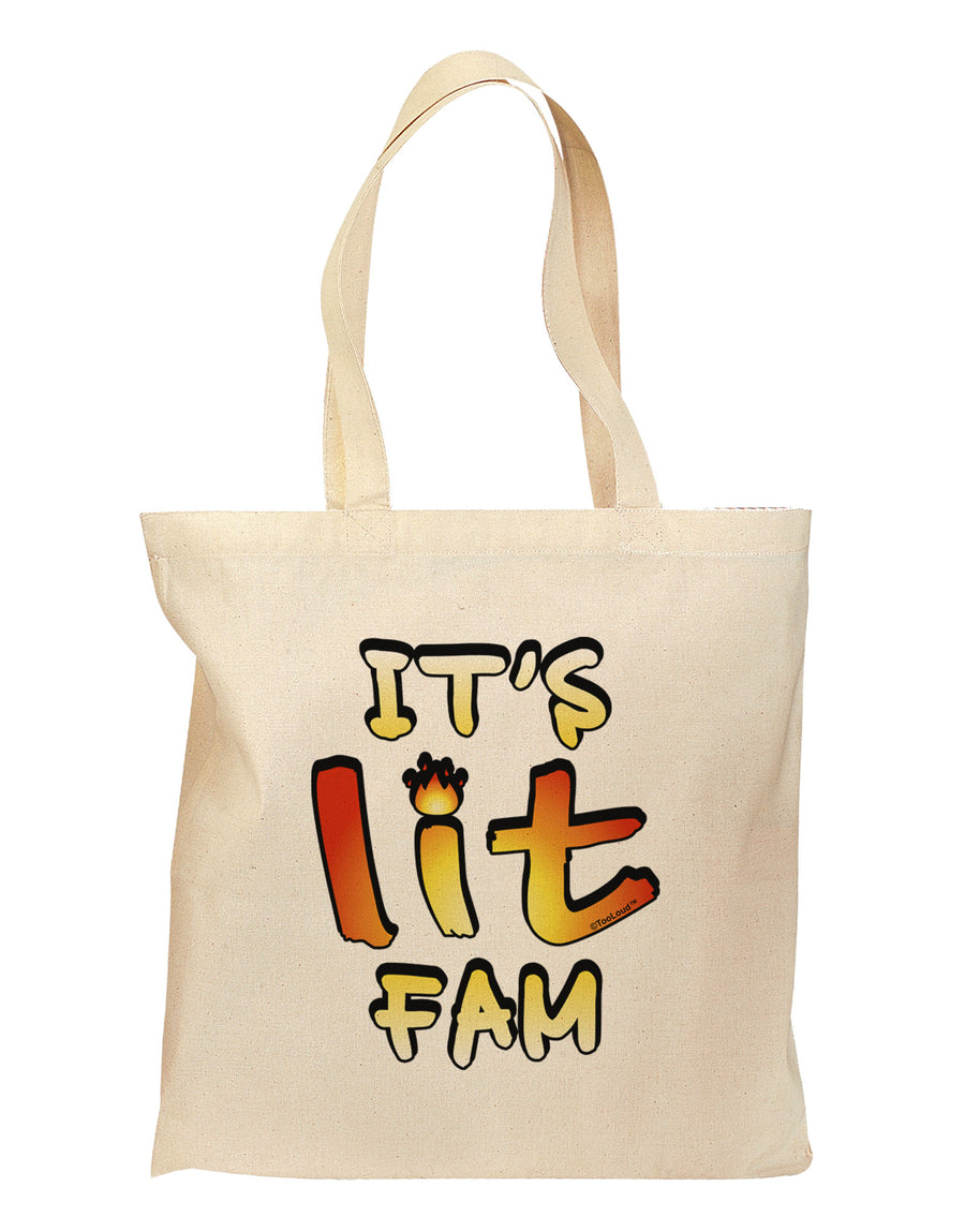 It's Lit Fam Grocery Tote Bag - Natural-Grocery Tote-TooLoud-Natural-Medium-Davson Sales