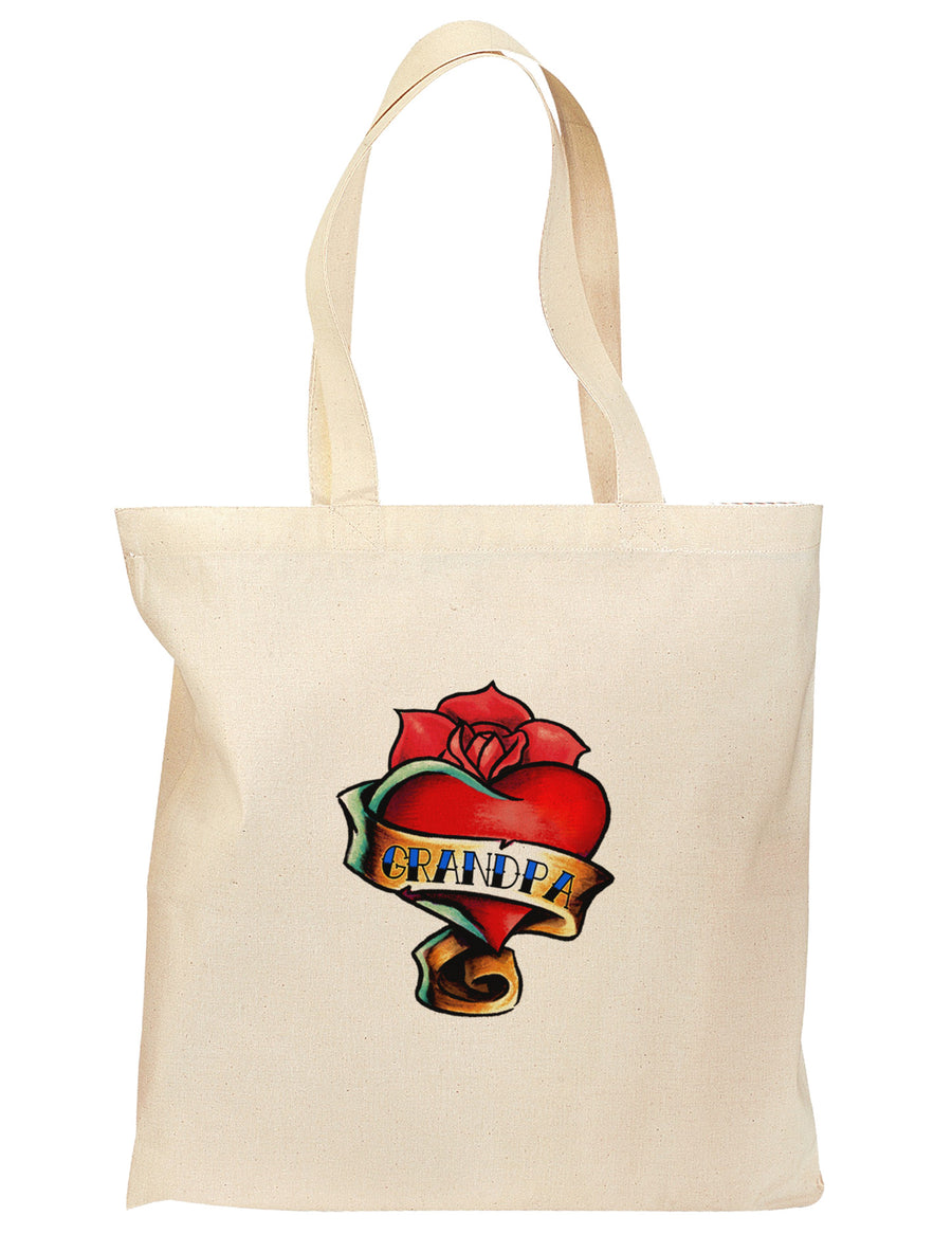 Tattoo Heart Grandpa Grocery Tote Bag-Grocery Tote-TooLoud-Natural-Medium-Davson Sales