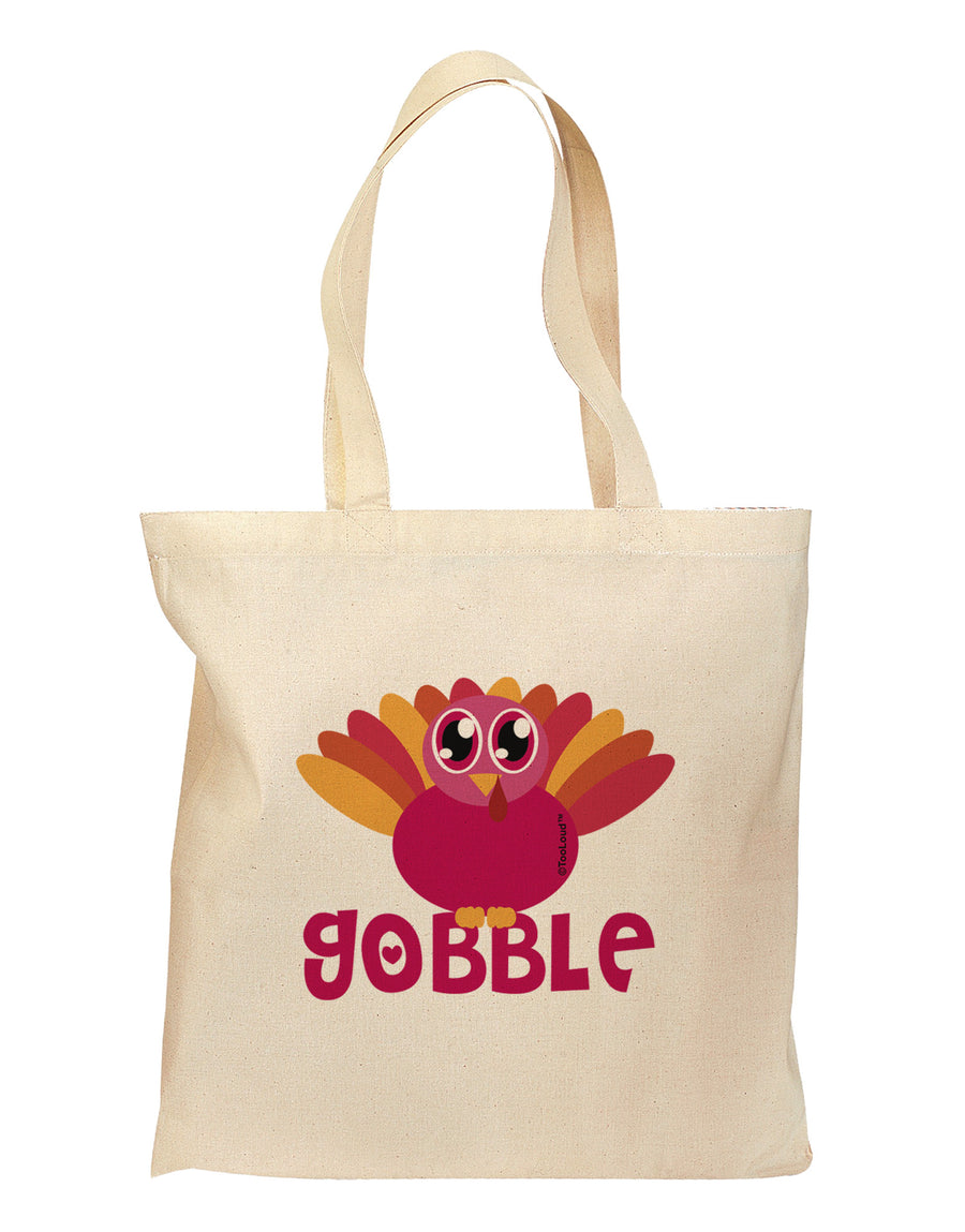 Cute Gobble Turkey Pink Grocery Tote Bag-Grocery Tote-TooLoud-Natural-Medium-Davson Sales