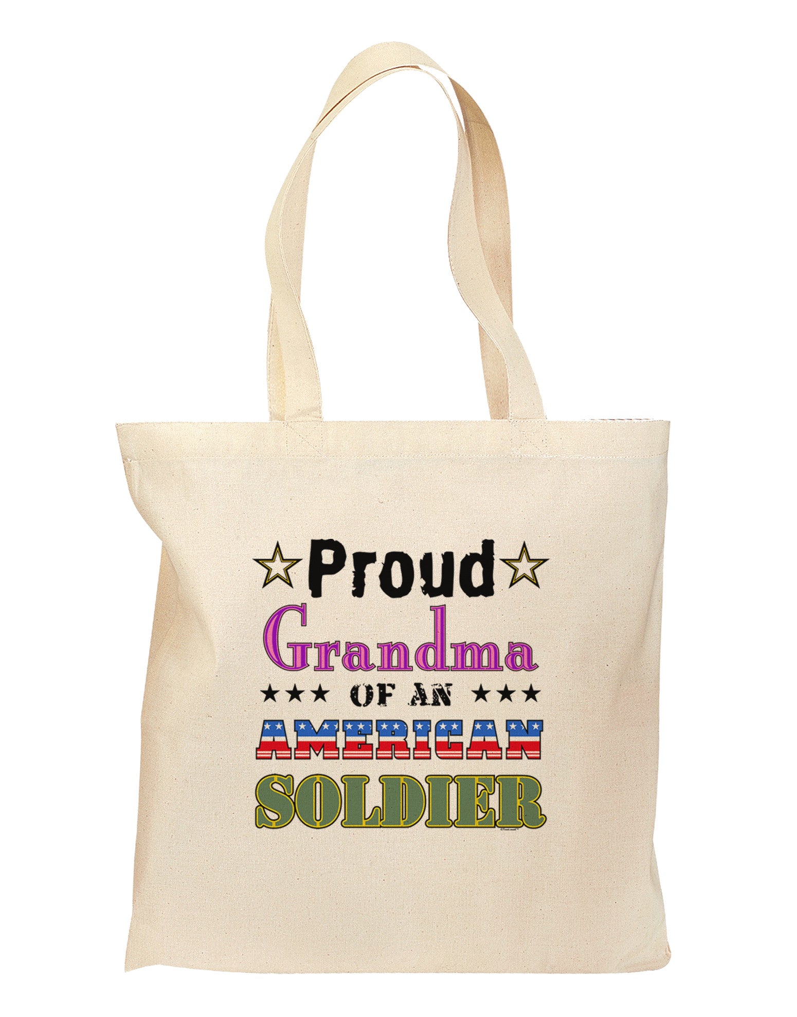 Proud Grandma of an American Soldier Grocery Tote Bag-Grocery Tote-TooLoud-Natural-Medium-Davson Sales