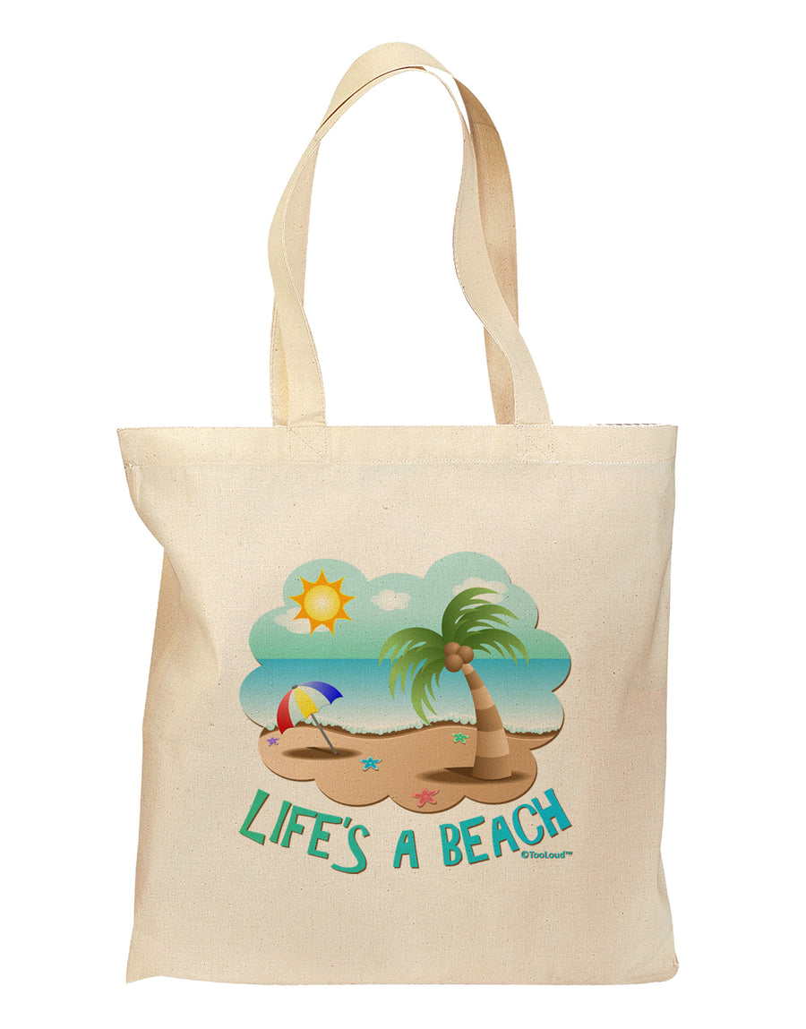 Fun Summer Beach Scene - Life's a Beach Grocery Tote Bag by TooLoud-Grocery Tote-TooLoud-Natural-Medium-Davson Sales